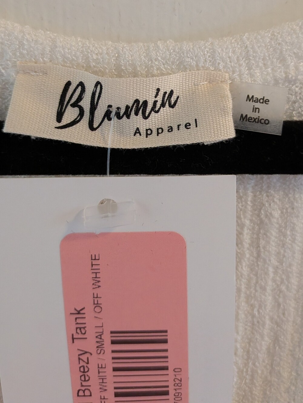 Blumin Apparel Off White Ribbed Tank Top NWT - Picture 3 of 4